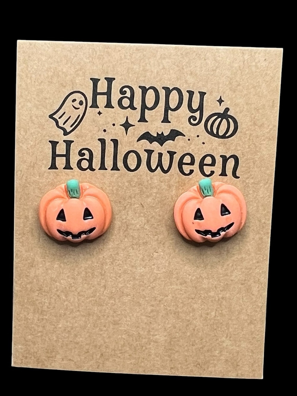 NWT Festive Orange Pumpkin Jack-o'-Lantern Resin Stud Earrings Pack 🎃